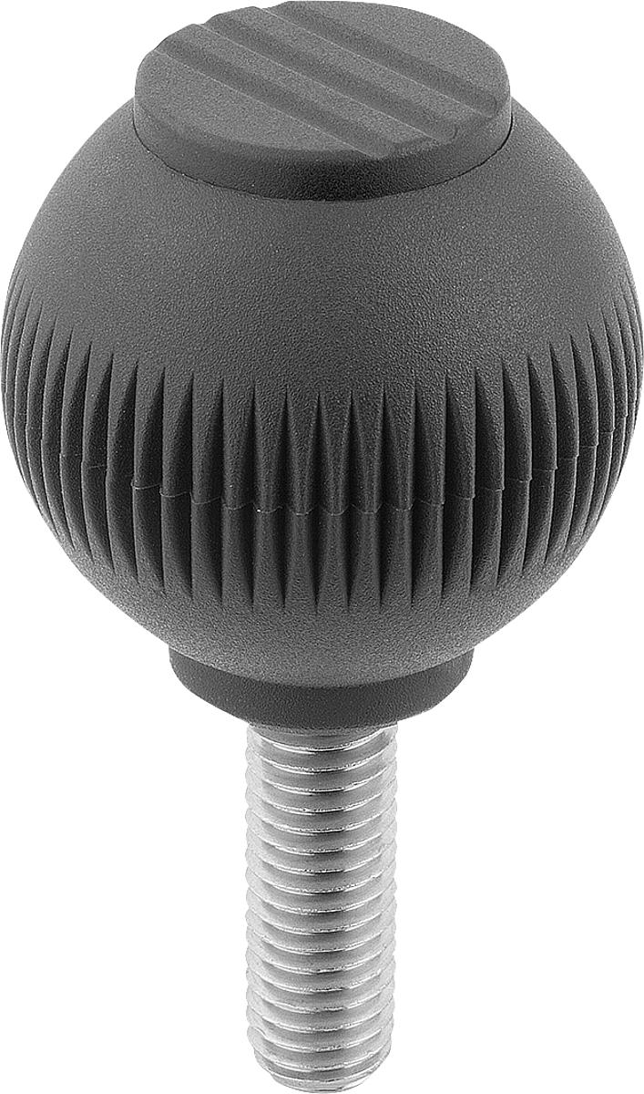 Kipp K0253.0412X40 NOVO.GRIP GRIFFKUGEL GR.4          EDELSTAHL, D=50  M12X40, DECKEL SCHWARZGRAU - K0253-0412X40 NOVO GRIP GRIFFKUGEL GR 4 EDELSTAHL - D 50 M12X40 - DECKEL SCHWARZGRAU