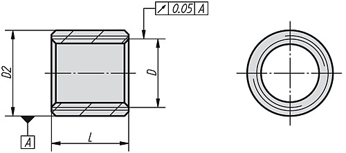 Kipp K0863.01012304003 GEWINDEBUCHSE, VERGÜTET, BLANK M12 / M16 X 1,5 - KIPP K0863 Gewindebuchsen fuer Rastersysteme