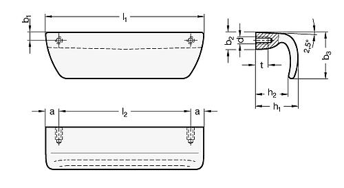 Ganter 730.5-A4-120-GS Edelstahl Griffleiste - GN 730-5 Edelstahl Griffleiste-Skizze