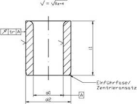 Leschhorn Zylindrische Bohrbuchsen DIN 179 A, einseitig gerundet,  d1 70,50; d2 95,00; l1 40,00; kurz - DIN 179 A Zylindrische Bohrbuchsen