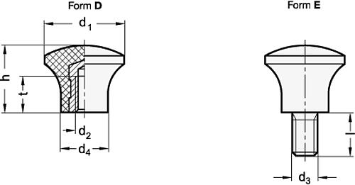 Ganter 76-17-M5-D PILZGRIFF - GN 76 Pilzgriffe - Kunststoff-Skizze