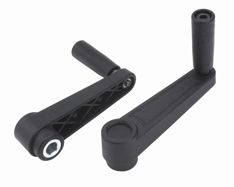 LeschhornE216 Handkurbeln  L 88; R 65; Bohrung d1 D05; Kunststoff PA, schwarz, Gewindebuchse Messing - LE E216 Handkurbeln - Kunststoff-EcoLine-Abbildung