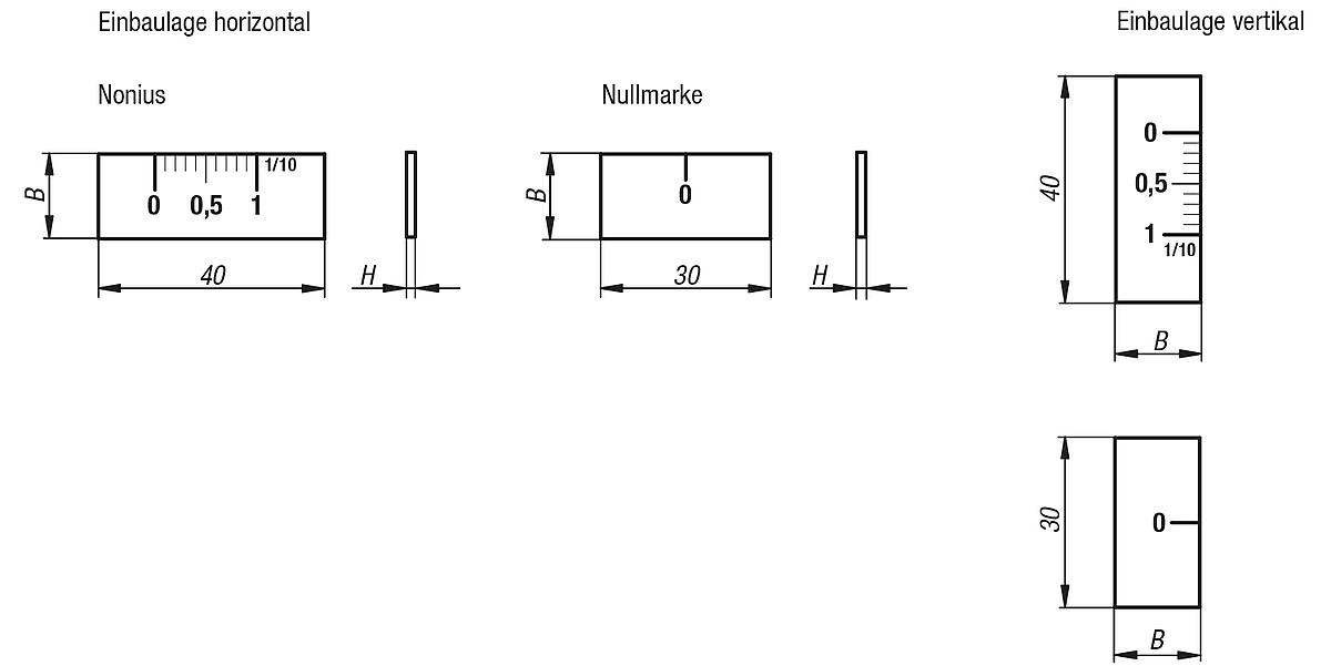 Norelem 21880-0101 MASSSTAB EDELSTAHL, - NLM 21880-NE Nonius und Nullmarken Edelstahl - selbstklebend - Massblatt