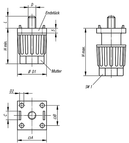Norelem 27840-300805 GERÄTEFUSS HÖHENVER., FÜR ALU PROFILE !! AUSLAUFMODELL !! NICHT MEHR LIEFERBAR !! - Norelem 27840 Geraetefuesse hoehenverstellbar fuer Aluminium Profile