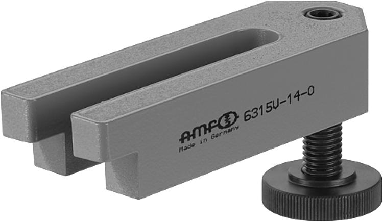 AMF 6315V-10 Spanneisen abgesetzt, mit verstellbarer Stützschraube, für Spannschraube: M10, D x LS: M10x39, A: 20 - LE 6315V Spanneisen abgesetzt - mit verstellbarerStuetzschraube-Abbildung