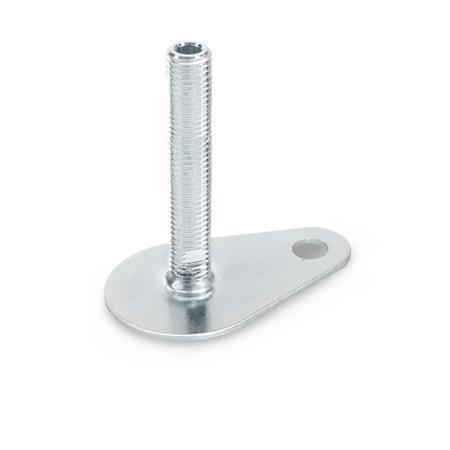 Ganter 42-50-M16-100-A0-U STELLFUß MIT BEFESTIGUNGSLASCHE - GN-42-Stellfuesse-Stahl-mit-Befestigungslasche-Tropfenform-ohne-Gummiauflage-ohne-Mutter-Innensechsk