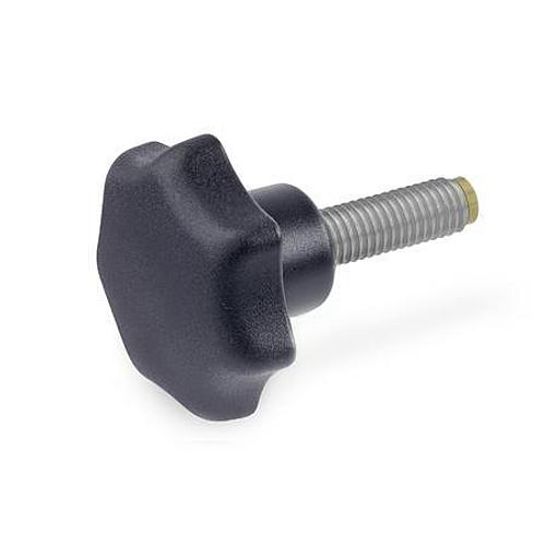 Ganter 6336.10-25-M5-10-KU STERNGRIFFSCHRAUBE MIT KUNSTSTOFFZAPFEN - GN 6336-10 Sterngriffschrauben mit Druckzapfen-Abbildung