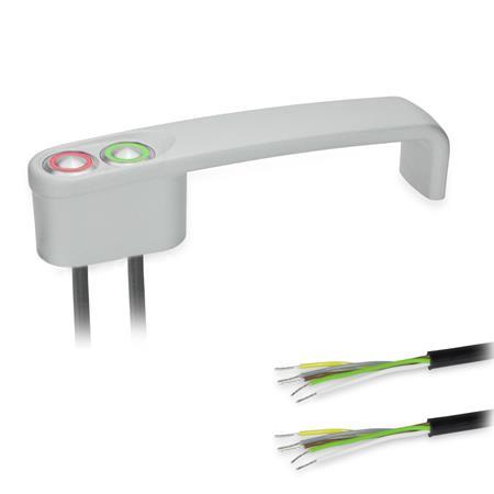 Ganter 422-ZD-T1-K-2-SR Bügelgriffe, mit elektrischer Schaltfunktion, mit Kabel - GN-422-Buegelgriffe-mit-elektrischer-Schaltfunktion-mit-Kabel-SR-silber-RAL-9006-strukturmatt-mit-2-