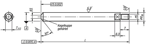 Norelem 33022-08063 TASTBOLZEN MIT KEGELKUPPE L=63 - Norelem 33022 Tastbolzen mit Kegelkuppe