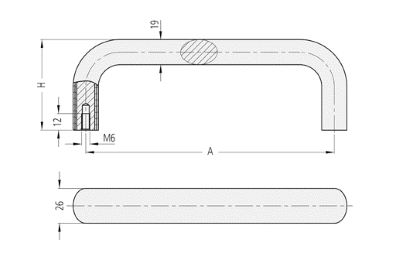 Leschhorn SO-26.140.9005 Bügelgriffe, Aluminium, griffige Oberfläche, A=140, H=63, Griffkern=Aluminium - SO-26 Buegelgriffe - Griffkern aus Aluminium oder Edelstahl - Massblatt
