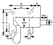 Leschhorn SA0814L, Federriegel SA, Ø 8 mm, Hub= 14 mm, Form: links - TZ-SA