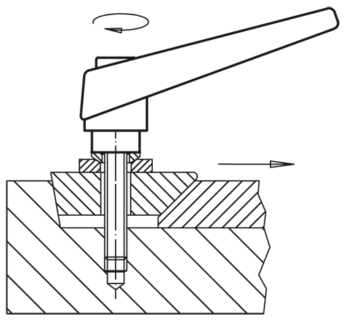 Halder 24390.0074 Verstellbare Klemmhebel, Innenteile aus rostfreiem Stahl mit Schraube Ø 14 x M 5 x 25, schwarz - Verstellbare Klemmhebel Verstellbarer Klemmhebel - Innenteile aus rostfreiem Stahl