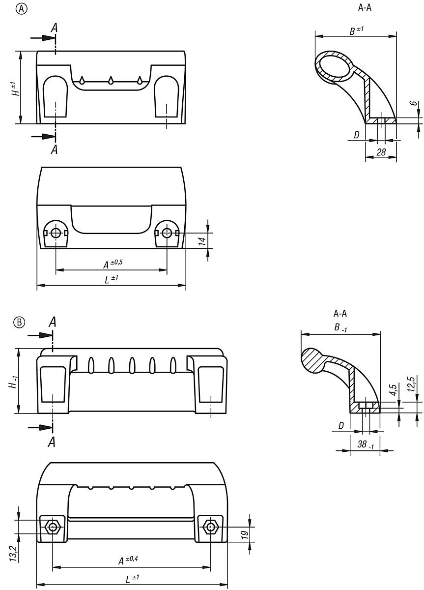 Norelem 06975-198081 MASCHINENGRIFF, - NLM 06975 Maschinengriffe - Massblatt