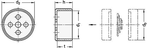 Ganter 187.1-22-NI EDELSTAHL FÜHRUNGSTOPF - GN 187-1 Edelstahl Fuehrungstoepfe - fuer Rastscheiben GN 187-4-Skizze