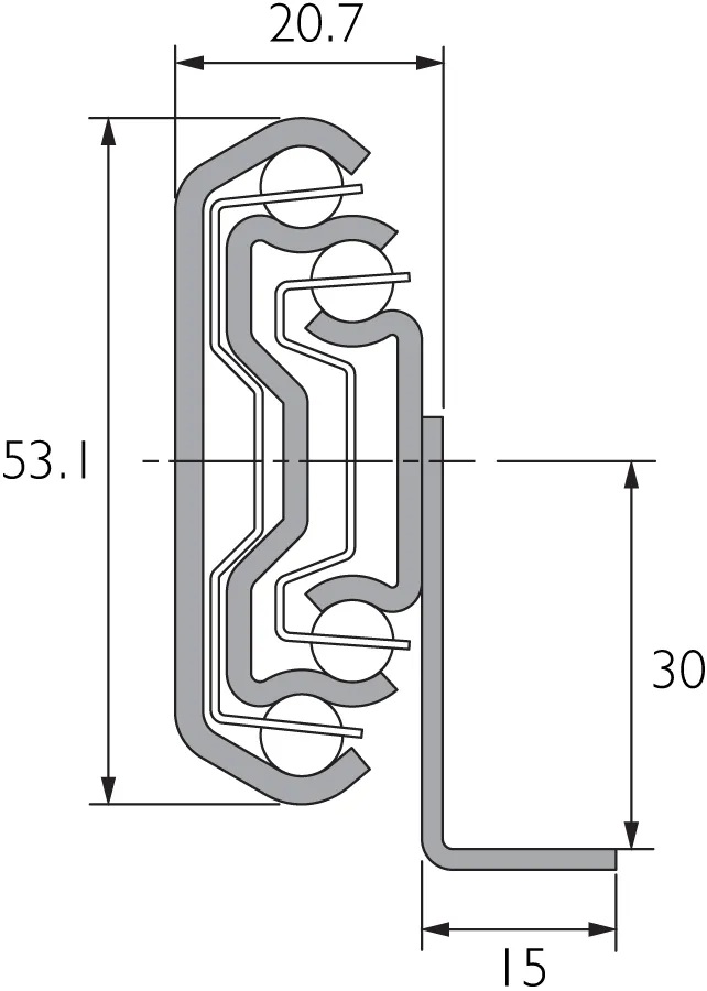 Accuride DZ5321-6030 Teleskopschienen 100% Überauszug, 53,1x20,7, SL 300, TR 323,5, 105kg, hell verzinkt - DZ5321-6030 Teleskopschienen 100% Überauszug, 53,1x20,7, SL 300, TR 323,5, 105kg, hell verzinkt
