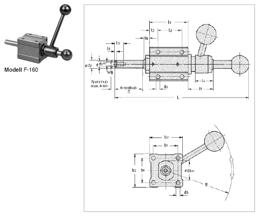 DESTACO F-160 Schubstangenspanner RAKO Haltekraft 1800daN, Innengewinde M8 - F Schubstangenspanner RAKO
