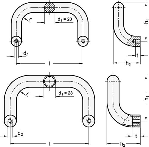 Ganter 426.1-AL-20-200-BL BÜGELGRIFF, BLANK - GN 426-1 Buegelgriffe - Aluminium-Skizze