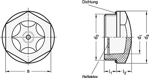 Ganter 541-11-G3/8-A ELESA ÖLSCHAUGLAS - GN 541 Oelschauglaeser - Kunststoff-Skizze