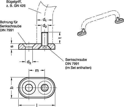 Ganter 181-ZD-10-M5-SW Befestigungssätze für Bügelgriffe - GN 181 Befestigungssaetze fuer Buegelgriffe-Skizze