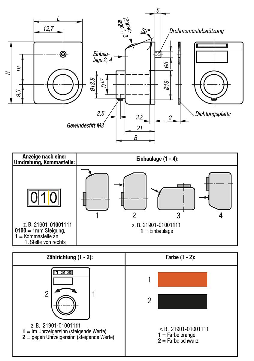 Norelem 21901-08001311 POSITIONSANZEIGER DIGITAL, - NLM 21901 Positionsanzeiger  digital - Massblatt