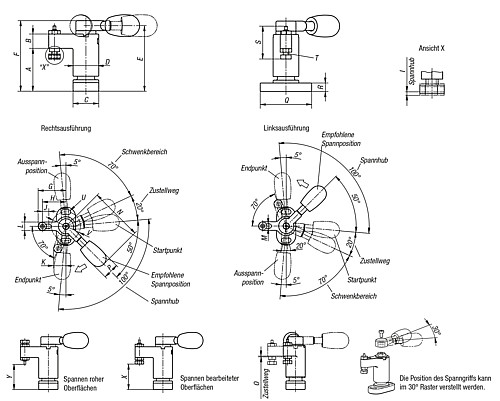 Kipp K0926.0100 SCHWENKSPANNER MINI, LINKSAUSFÜHRUNG - KIPP K0926 Schwenkspanner mini