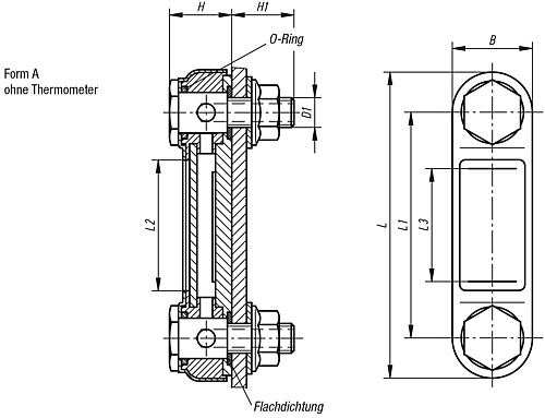 Norelem 28000-125412 ÖLSTANDSANZEIGER, D1=M12, L=254, FORM A - Norelem 28000-A Oelstandsanzeiger Form A