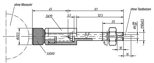 Norelem 33018-06053 MESSUHRENHALTER F. MESSGABEL, - Norelem 33018 Messuhrenhalter fuer Messgabel