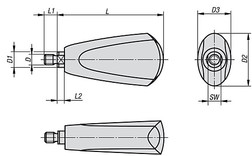 Kipp K0651.106009 GRIFF DREHBAR  GR.1  M6         VN, - KIPP K0651 Griffe drehbar