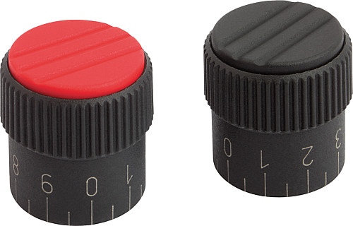 Norelem 06100-3105 NOVO.GRIP DOSIERKNOPF GR.1  D=5H8, FORM C, DECKEL SCHWARZGRAU - Norelem 06100-C Dosierknoepfe Form C