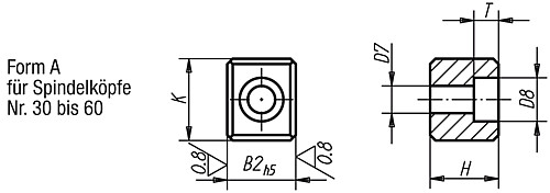 Norelem 03290-02 MITNEHMERSTEIN A, K=19,5 B=15,9 H=16 - Norelem 03290-A Mitnehmersteine DIN 2079 Form A
