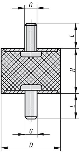 Norelem 26100-00800855 GUMMI METALL PUFFER TYP A, D=8, H=8, M3 - Norelem 26100 Gummi Metall Puffer Typ A