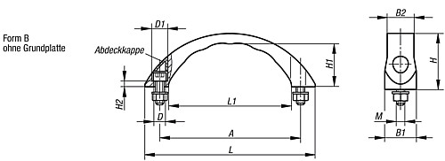 Kipp K0193.210006 BOGENGRIFF A=100, FORM B, OHNE ABDECKKAPPEN - KIPP K0193-B Bogengriffe - Form B