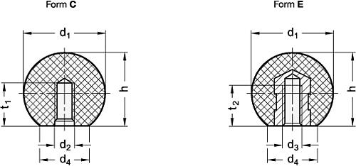 Leschhorn 319-KU-36-M8-C Kugelknopf DIN 319, Duroplast - DIN 319 Kugelknoepfe Kunststoff-Skizze