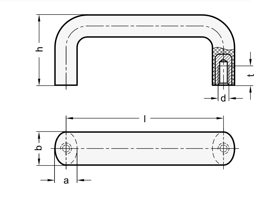 Ganter 725-117-M6-HT ELESA BÜGELGRIFF, BIS 200°C TEMPERATURB. - GN 725 Buegelgriffe - Kunststoff - temperaturbestaendig bis 200 Grad C-Skizze