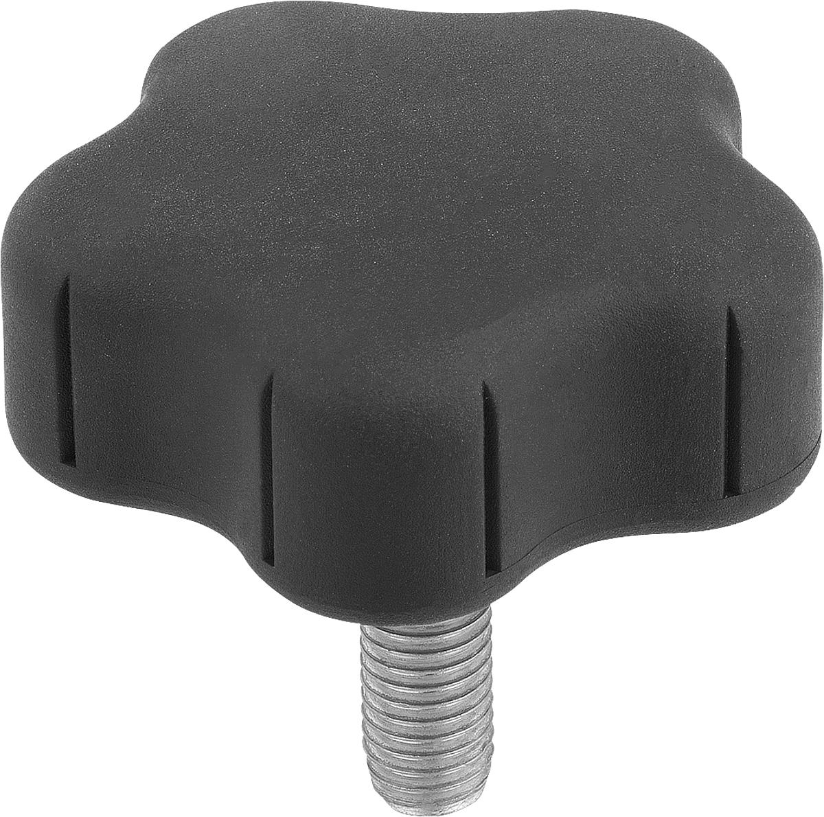 Kipp K0279.6010X30 ST FÜNFSTERNGRIFF, D3=60, M10X30 - K0279-6010X30 ST FUENFSTERNGRIFF - D3 60 - M10X30
