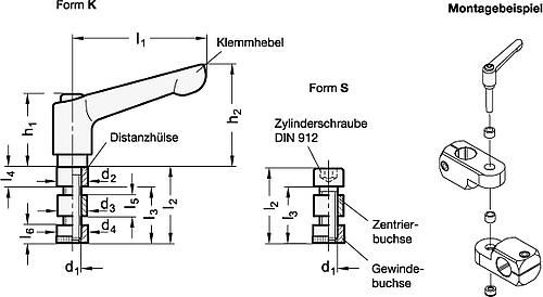 Ganter 511.1-M4-16-K Laschengelenksets - GN 511-1 Laschengelenksets-Skizze