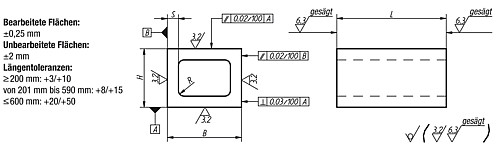 Norelem 01760-01X100 RECHTECKIGER HOHLKÖRPER GG, B=80, H=63, L=100 - Norelem 01760 Rechteckige Hohlkoerper Grauguss