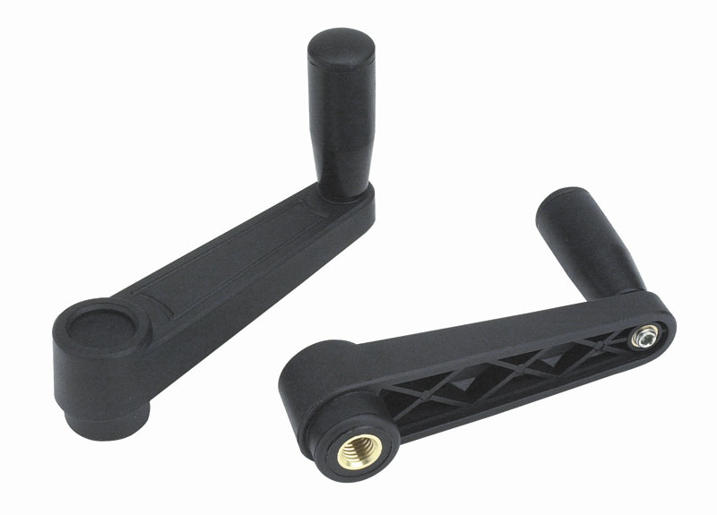 Leschhorn E219  Kunststoff Handkurbeln  L 106; R 80; Gewinde d1 M08; Kunststoff PA, schwarz, Gewindebuchse Messing - Boteco E219 Handkurbeln