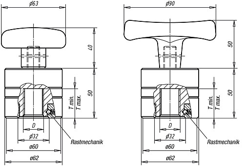 Norelem 04751-4010 SPANNMUTTER MIT STERNGRIFF - Norelem 04751 Spannmuttern mit Stern oder T Griff