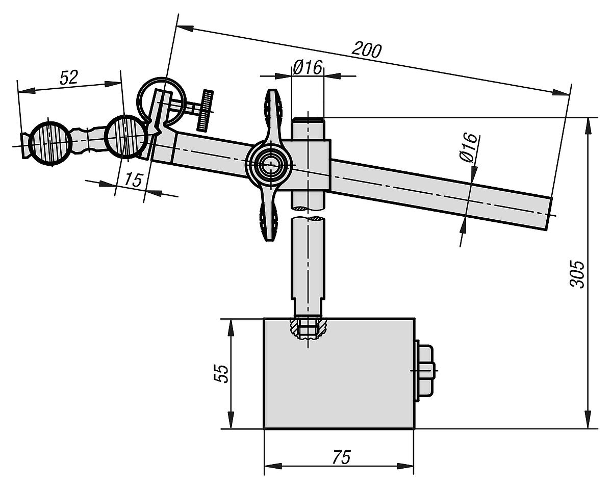Norelem 31102-01 MAGNET MESSSTATIV - NLM 31102 Magnet Messstativ - Massblatt