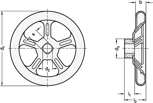 Ganter 228-ST-125-B11-A-SW Handräder, aus Stahlblech - GN 228 Handraeder - aus Stahlblech-TZ