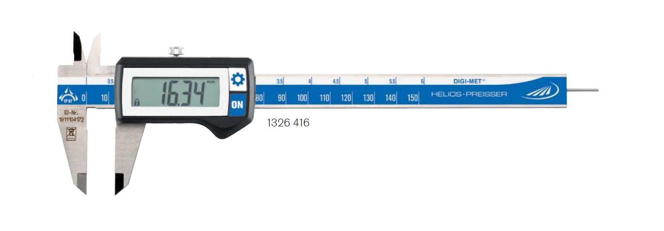 Helios Preisser 1326 417  DIGI-MET Taschenmessschieber  150 mm Messbereich, Tiefmaß eckig - 1326 DIGI-MET Taschenmessschieber
