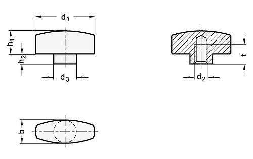 Ganter 434-A4-20-M4-MT Edelstahl Flügelmuttern - GN 434 Edelstahl Fluegelmuttern-Skizze