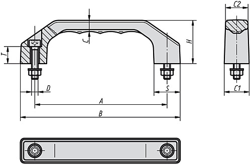 Norelem 06916-180082 BÜGELGRIFF, A=180, M10X40, FÜR NASSBEREICH - Norelem 06916 Buegelgriffe