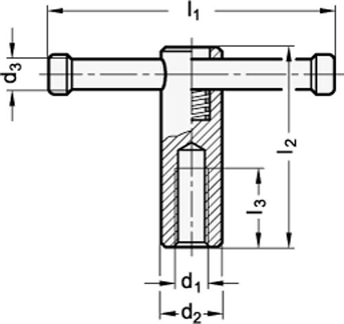 Ganter 6307-M10 KNEBELMUTTER, LOSER KNEBEL - DIN 6307 Knebelmuttern - mit losem Knebel-Skizze