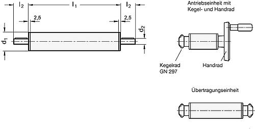 Ganter 391-18-47-NI ÜBERTRAGUNGSEINHEIT EDELSTAHL - GN 391 Antriebs - Uebertragungseinheiten - Stahl - Edelstahl-Skizze