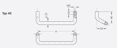 Leschhorn AE-10.180.9003A Bügelgriff, Antibakteriell, Rundaluminium, A 180 - LE AE antibakterielle Buegelgriff Serie - Massblatt