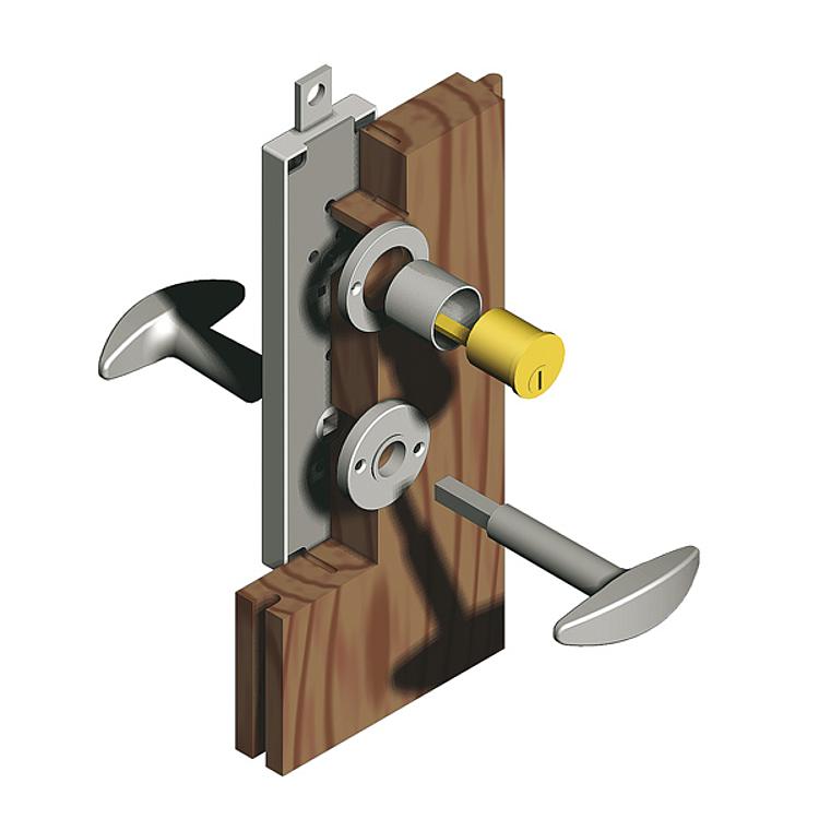 AMF 550 Garagentorschloss für Kipp- und Flügeltore, Schließung: RZ, Auslöseknopf innen: Ja, automatisch schließend: Ja - LE 550 - 551 - 552 - 554 - 558 Garagentorschloss fuer Kipp- undFluegeltore-Anwendung