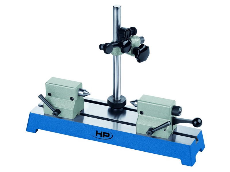 Helios Preisser, 0780108  Rundlaufprüfgerät  Spitzenhöhe 150 mm, Spitzenweite 450 mm, T-Nutbreite 12 mm, Grundplatte 700 x 180 mm - Helios Preisser 0780 Rundlaufpruefgeraet sowie Zubehoer