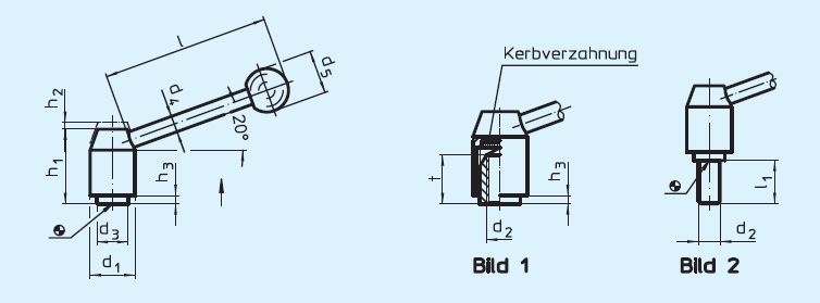 Halder 24440.0742 Verstellbarer Spannhebel Ø 28 x M 12 x 25 mit Schraube, rostfreier Stahl - EH 24440 Verstellbare Spannhebel